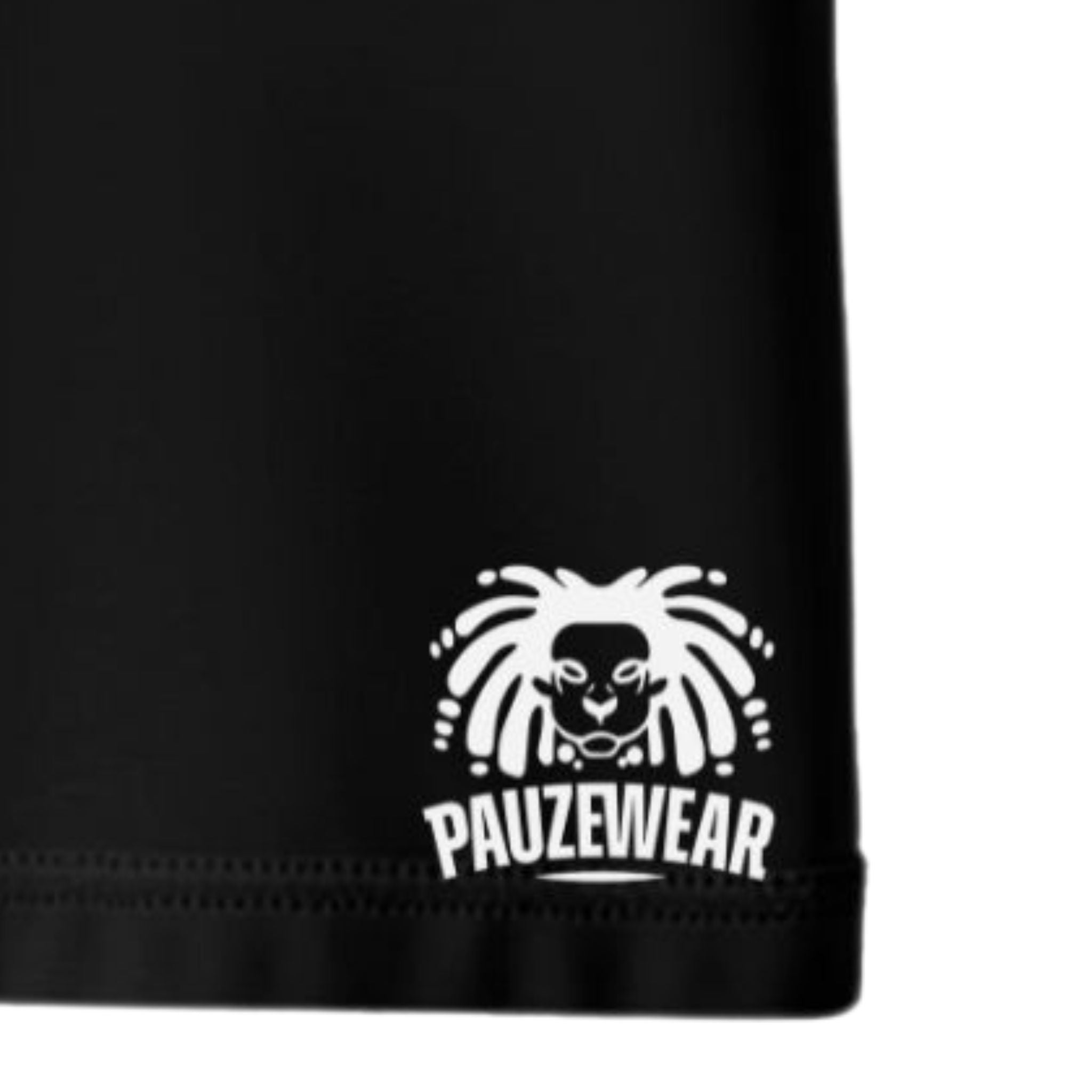 Black seam with white logo and 'PAUZEWEAR' text on a white background