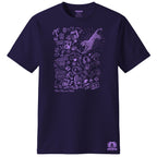 Blackberry t-shirt with purple graphic design on a white background