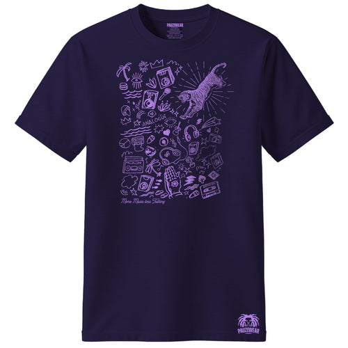 Blackberry t-shirt with purple graphic design on a white background