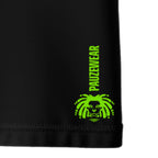 Black seem with green 'PAUZEWEAR' logo on a white background