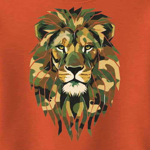 Lion head design on a orange background