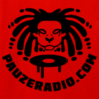 Red t-shirt with black graphic of a lion with dreadlocks and 'PAUZERADIO.COM' text.