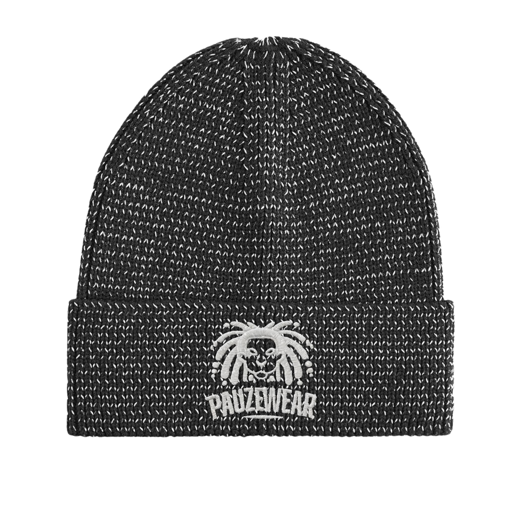 Pauzewear Embroidered Beanie Reflective Black