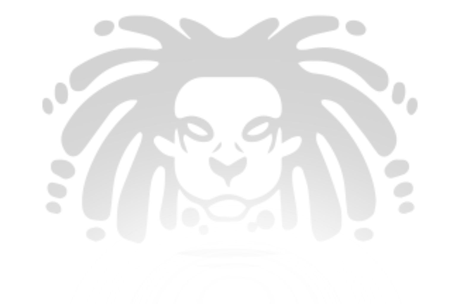 White lion logo with dreadlocks on a white background