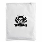 Frosted zip lock bag with black 'PAUZEWEAR' logo on a white background