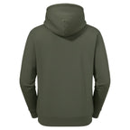 Green hoodie shown from the back on a white background