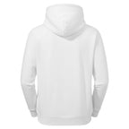 Back of a white hoodie on a white background