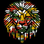 Colorful lion ghillie head design on a black background
