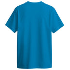 Back of a Rizla blue colour t-shirt on a white background