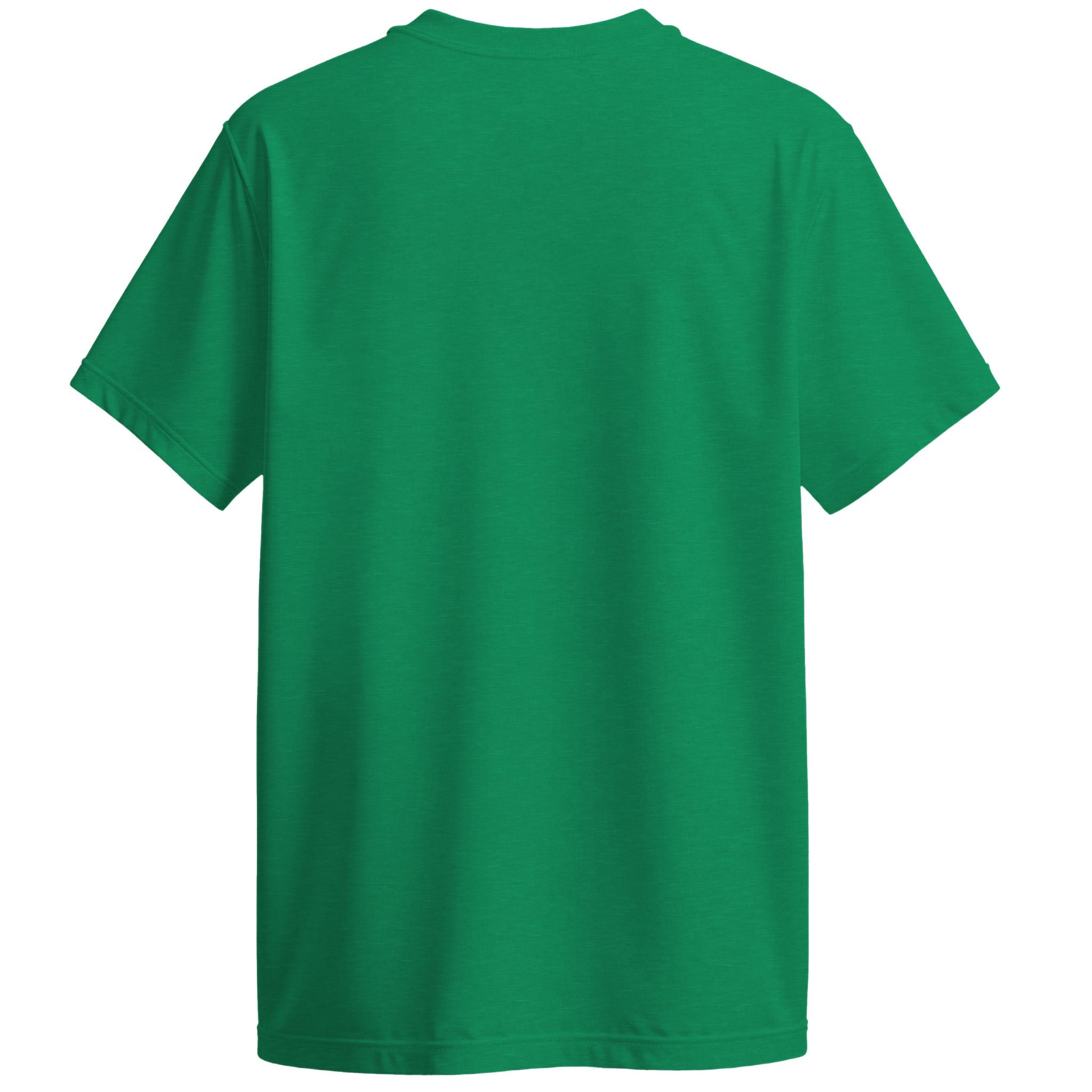 Back of a green t-shirt on a white background