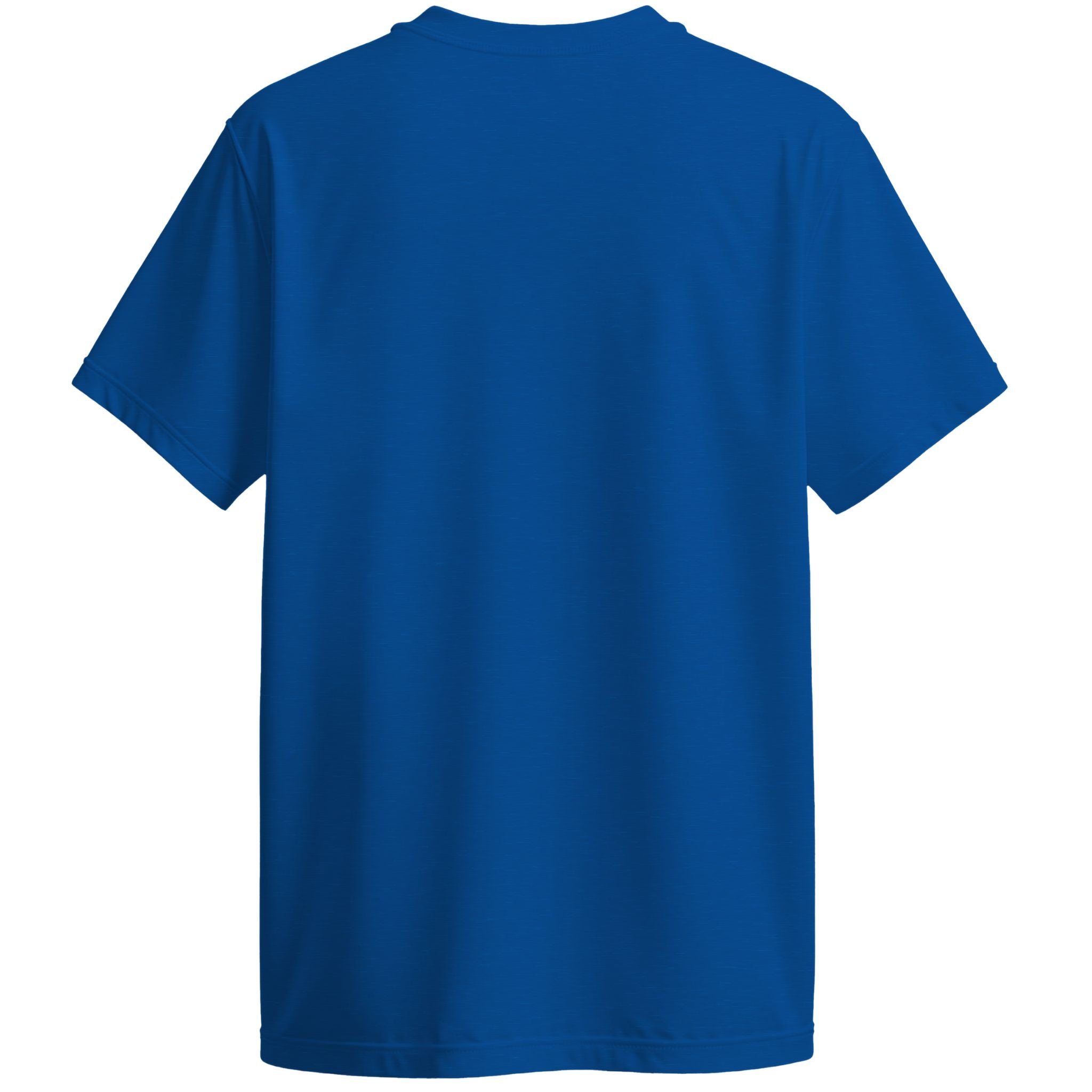 Back of a Blue t-shirt on a white background