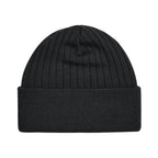 Black knit thinsulate beanie on a white background