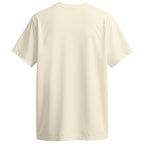 A plain short-sleeve crewneck t-shirt shown from the back, in a solid cream or off-white color, isolated on a white background.
